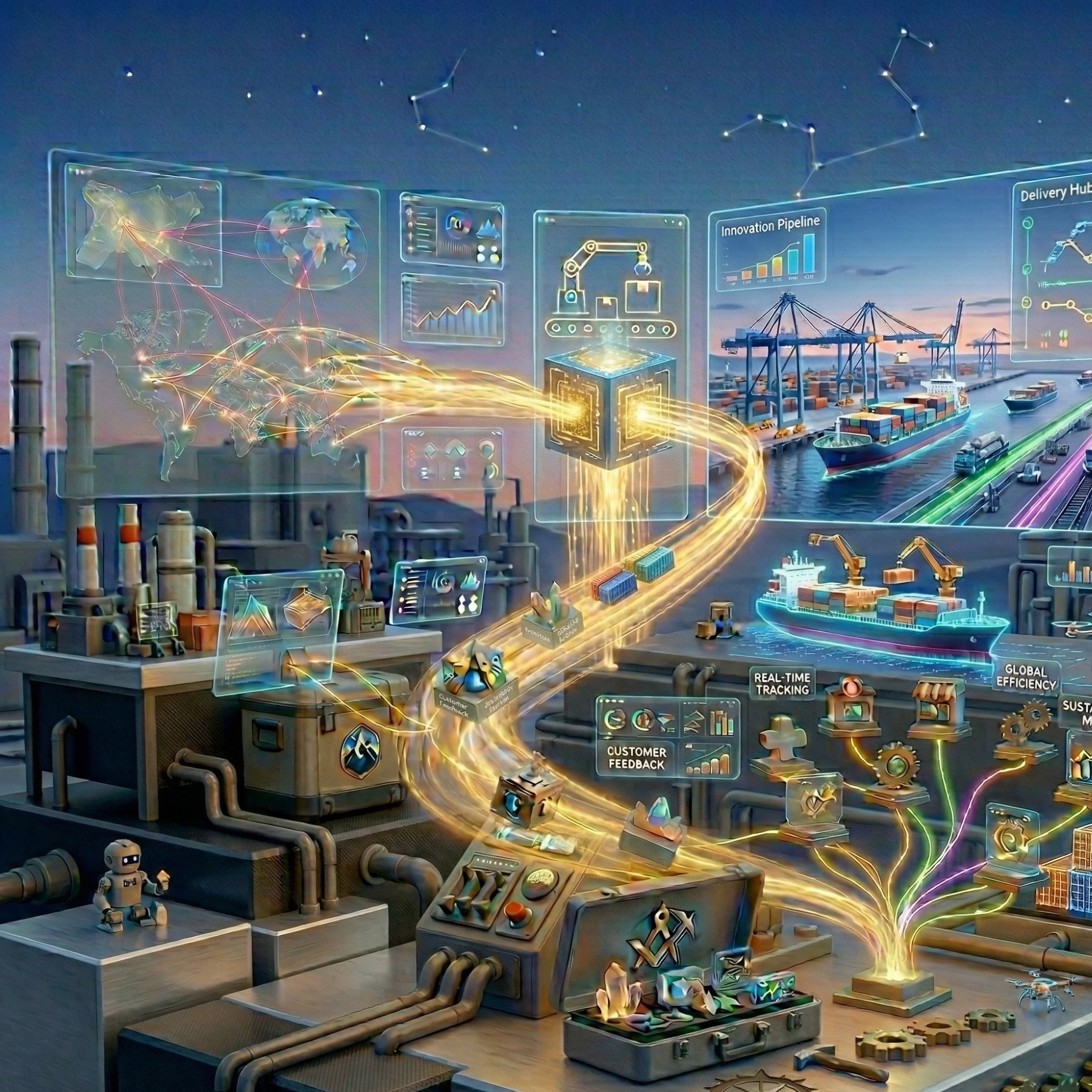 City skyline representing delivery at scale across industries